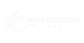 A very light gray to white logo reading 'IRINA CHRISTINA ART' with a stylized script 'IC' on a plain white background.